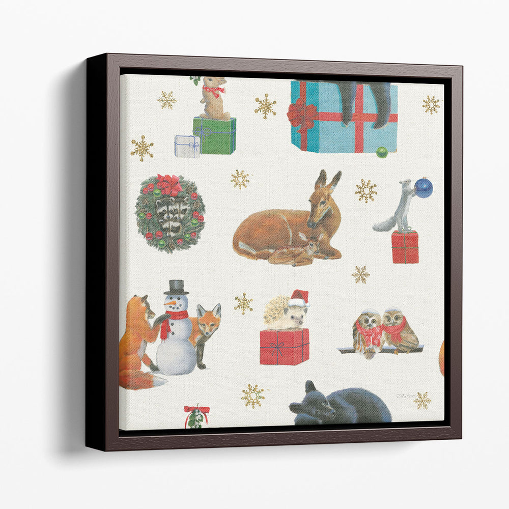 Christmas Critters Bright Pattern IIIB - Canvas Print Wall Art