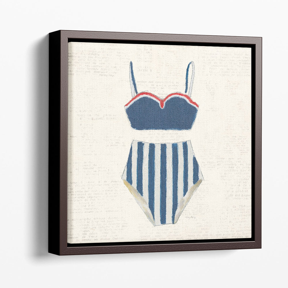 Retro Swimwear III Newsprint - Canvas Print Wall Art