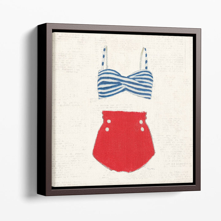 Retro Swimwear IV Newsprint - Canvas Print Wall Art