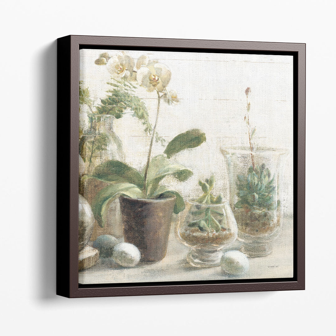 Greenhouse Orchids on Shiplap III - Canvas Print Wall Art