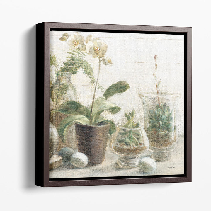 Greenhouse Orchids on Shiplap III - Canvas Print Wall Art