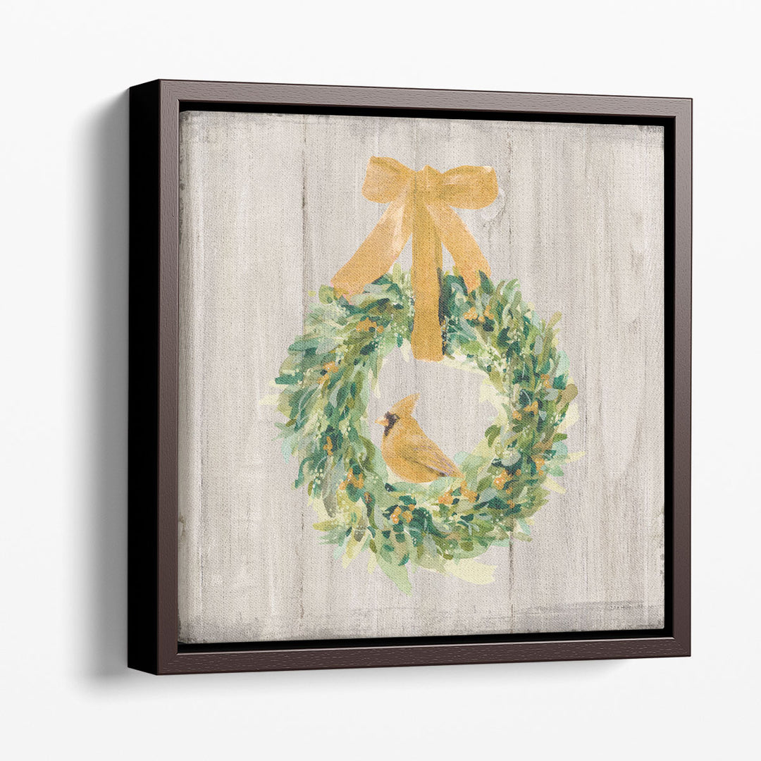 Woodland Holidays Wreath Gold - Canvas Print Wall Art