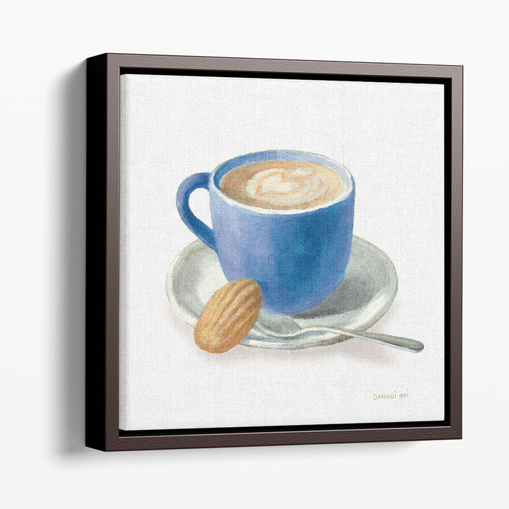 Wake Up Coffee I Linen Classic Blue - Canvas Print Wall Art