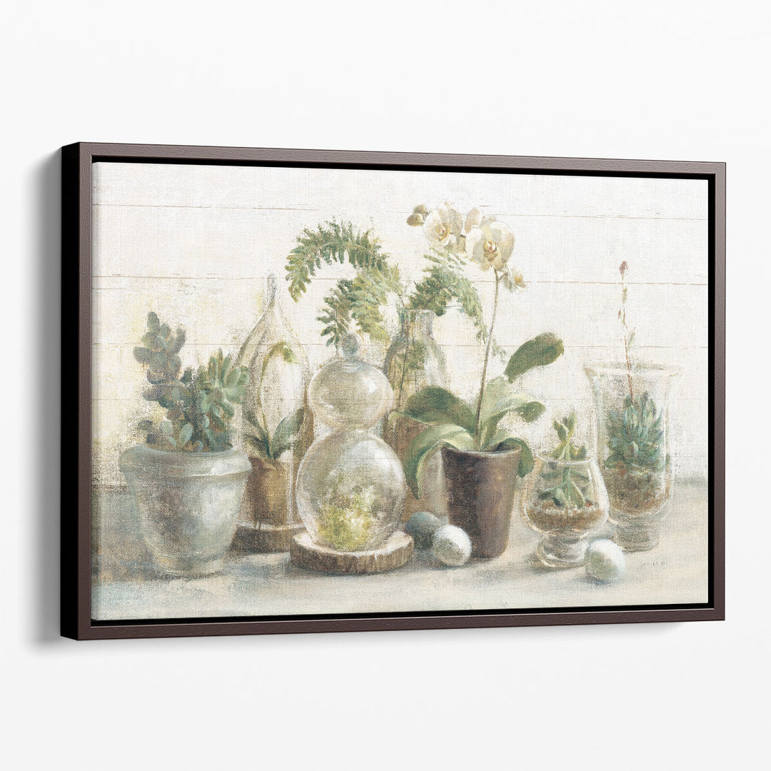 Greenhouse Orchids on Shiplap - Canvas Print Wall Art