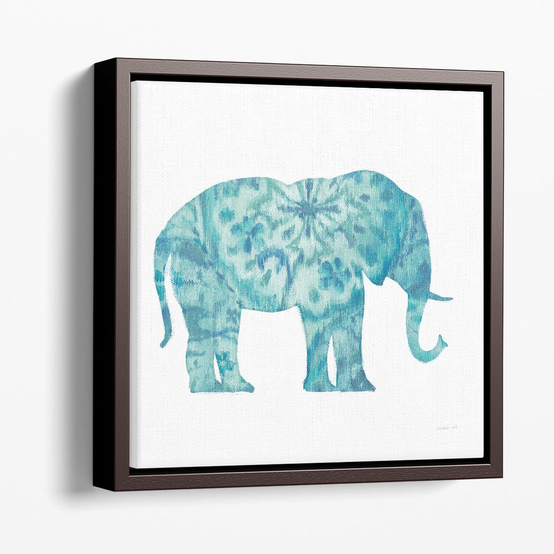 Boho Teal Elephant I - Canvas Print Wall Art