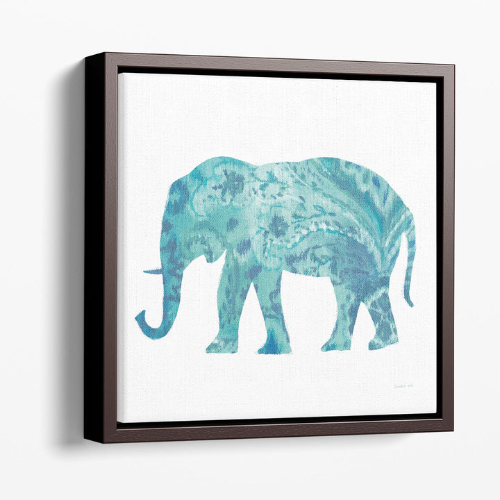 Boho Teal Elephant II - Canvas Print Wall Art