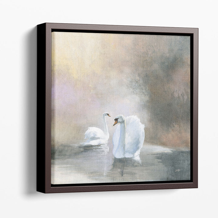 Swans in Mist - Canvas Print Wall Art