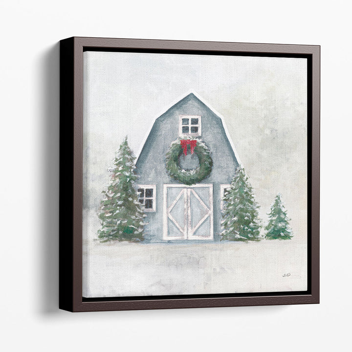 December Blue Barn - Canvas Print Wall Art