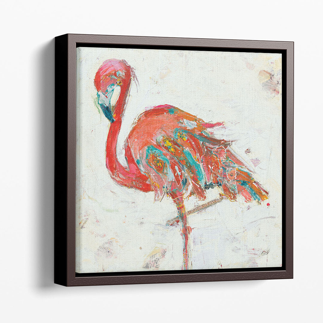 Flamingo on White - Canvas Print Wall Art