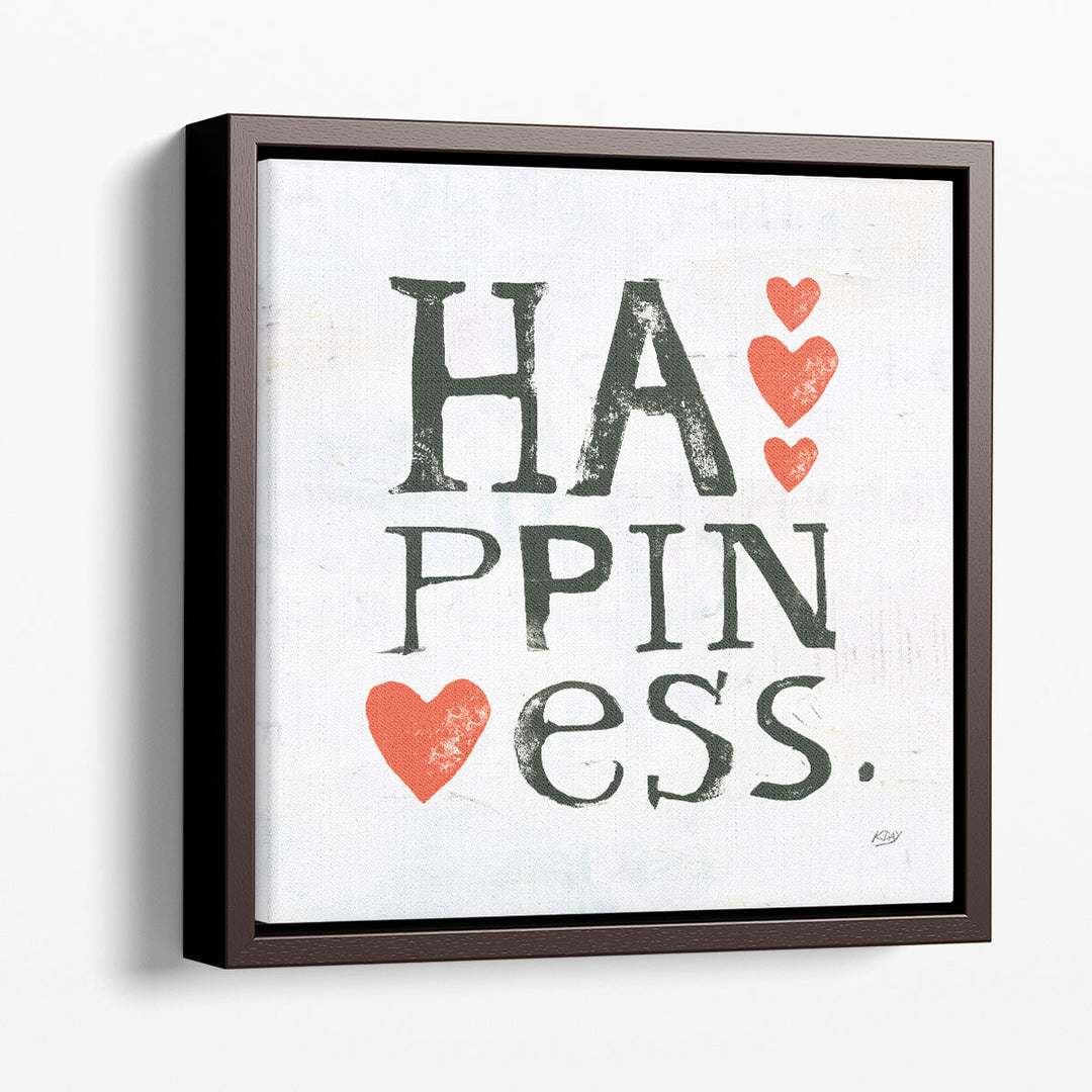 Happiness Black and White - Canvas Print Wall Art