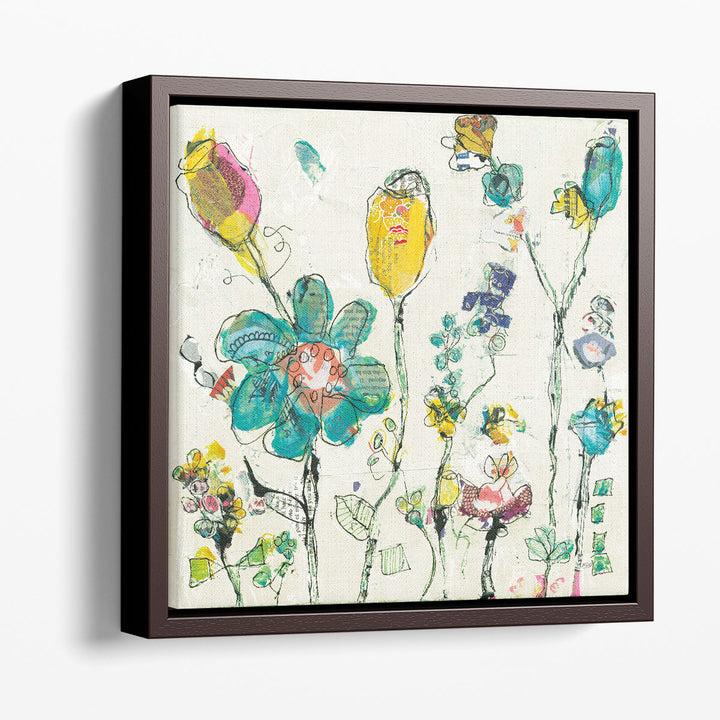 Doodle Garden Cream - Canvas Print Wall Art