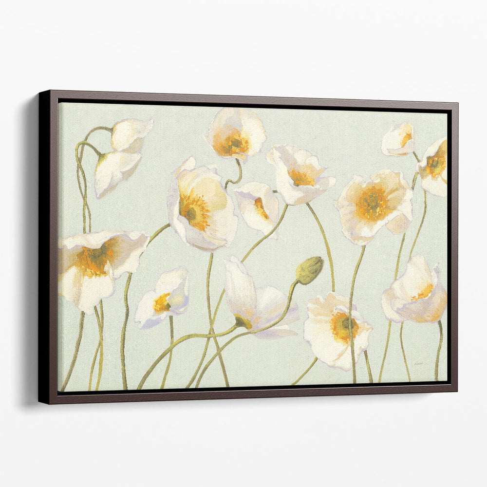 White and Bright Poppies - Canvas Print Wall Art