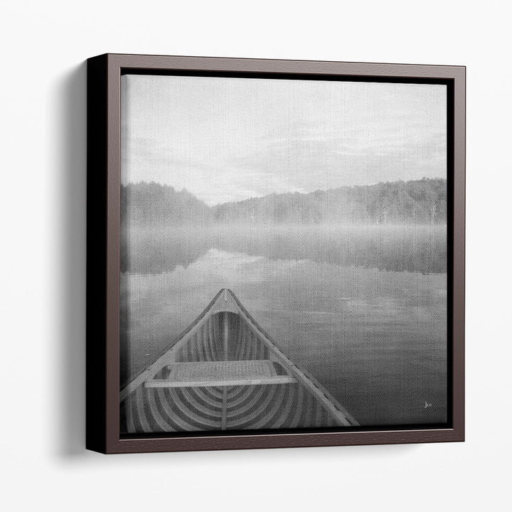 Calm Waters Canoe I Black and White - Canvas Print Wall Art