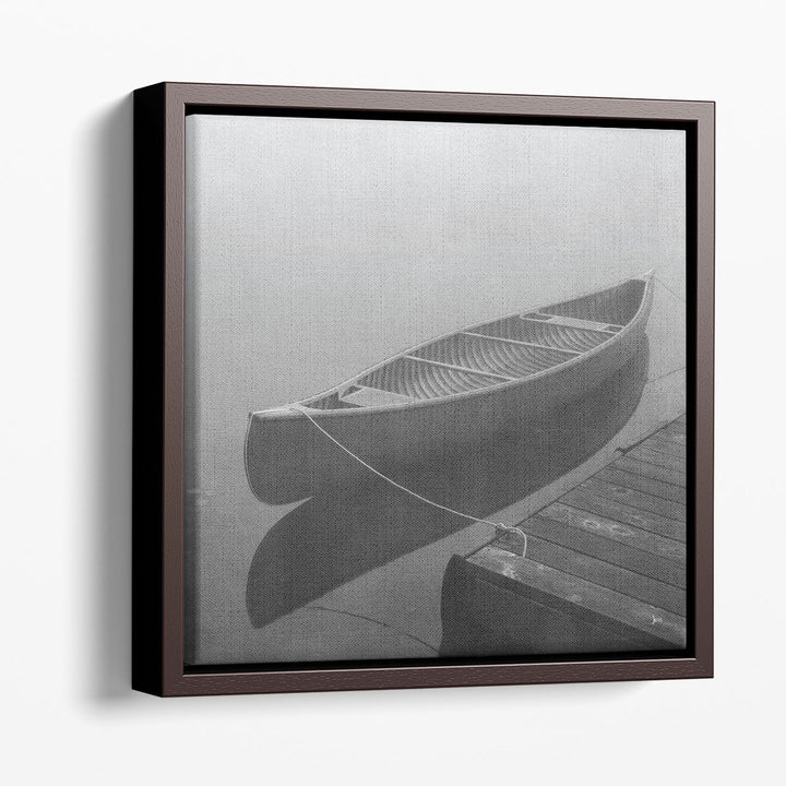 Calm Waters Canoe II Black and White - Canvas Print Wall Art