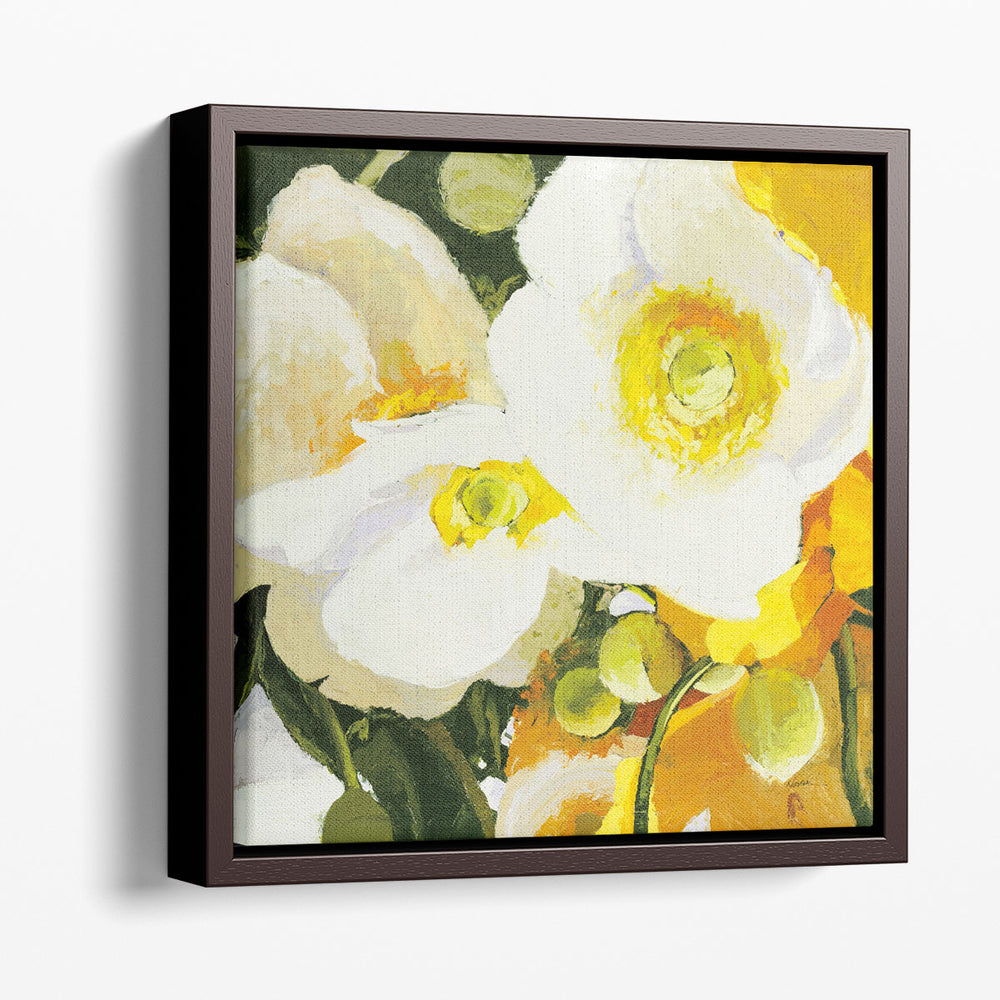 White Anemones Up Close - Canvas Print Wall Art