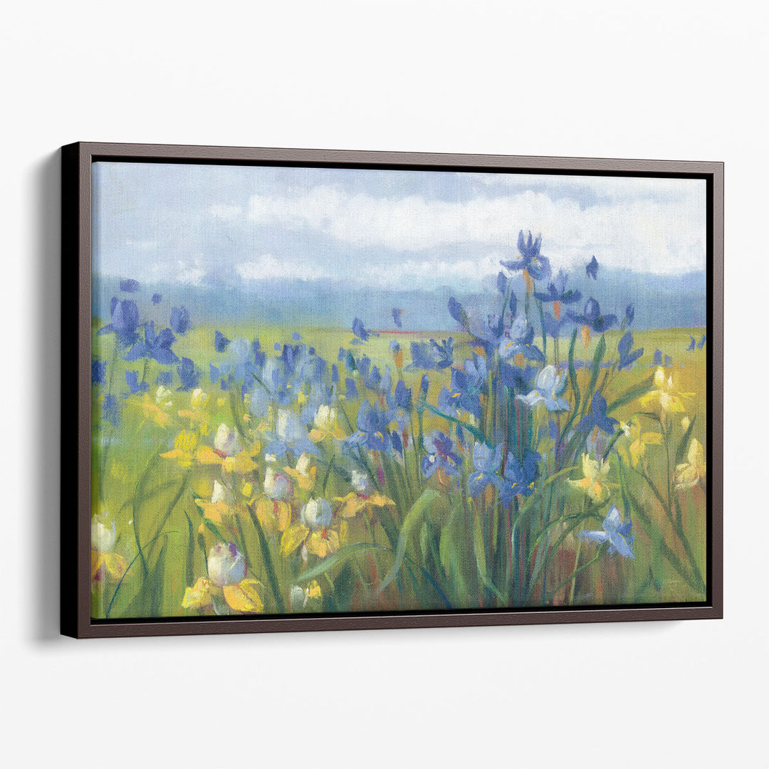 Blue and Yellow Flower Field - Canvas Print Wall Art