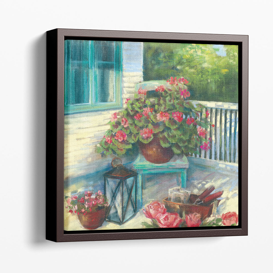 Porch Geraniums - Canvas Print Wall Art