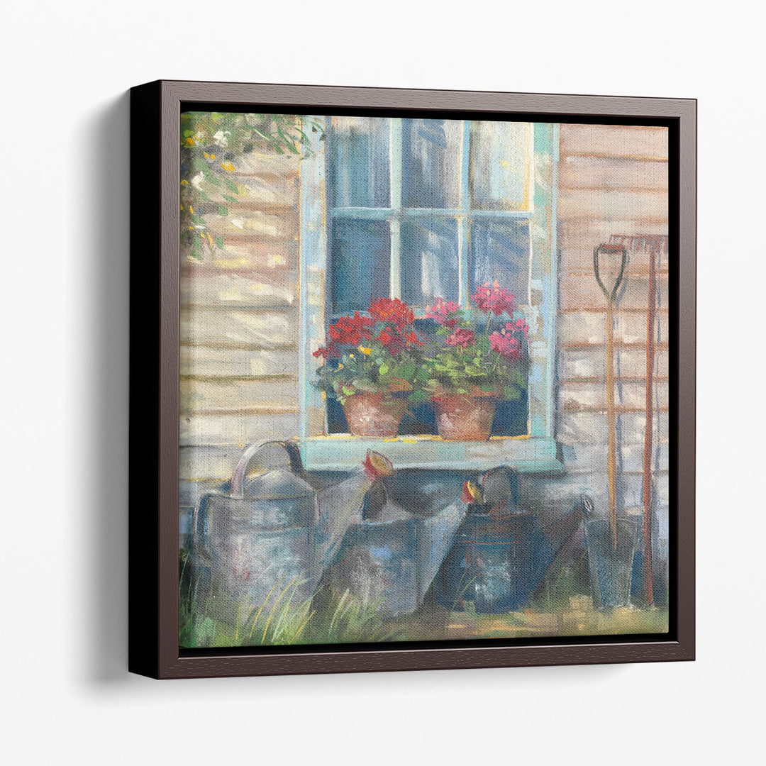 Window with Geraniums - Canvas Print Wall Art