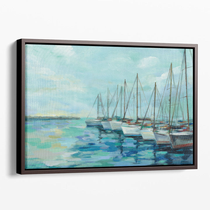 Breakwater and Boats - Canvas Print Wall Art