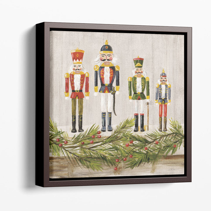 Nutcrackers on a Mantel - Canvas Print Wall Art