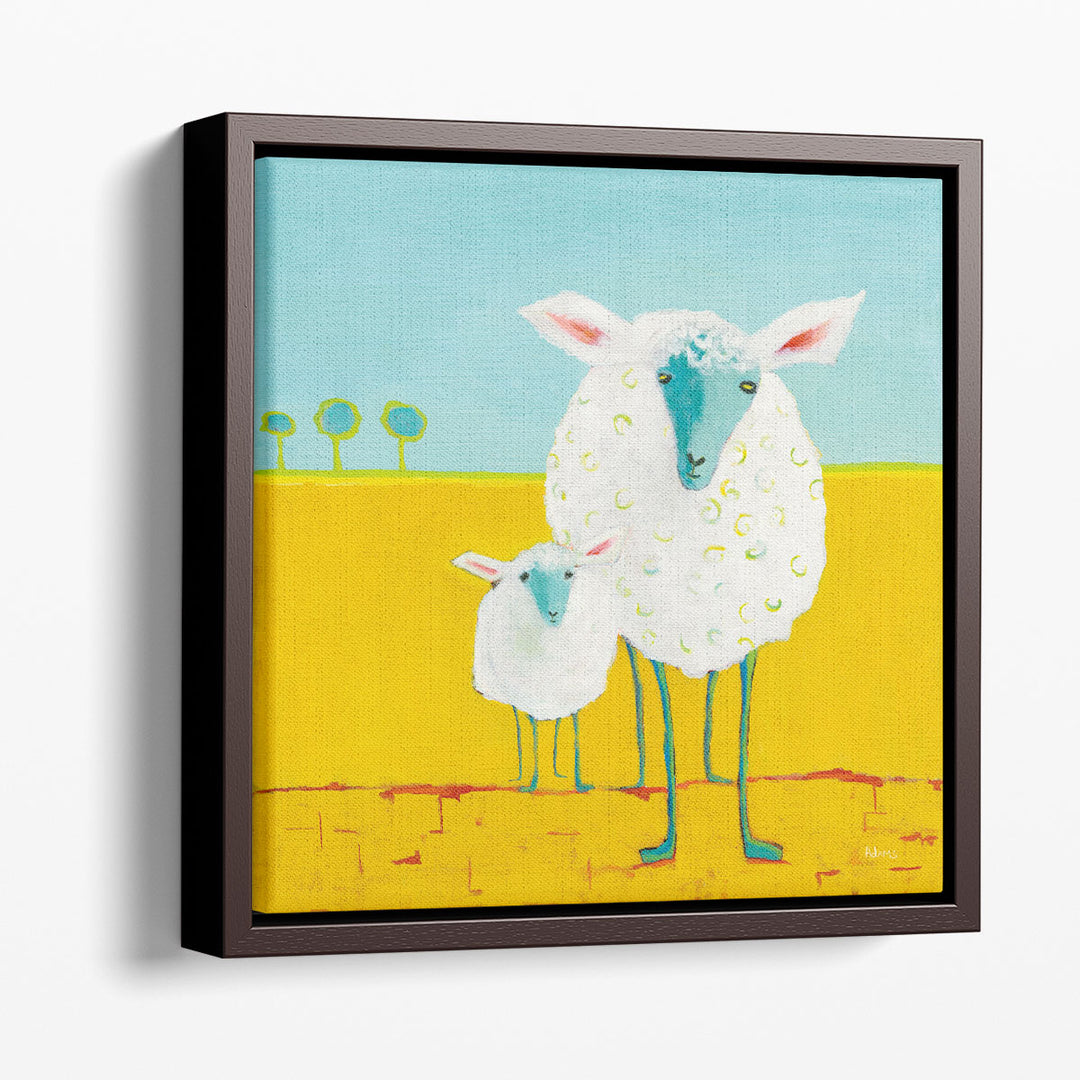 Mama and Baby Sheep - Canvas Print Wall Art