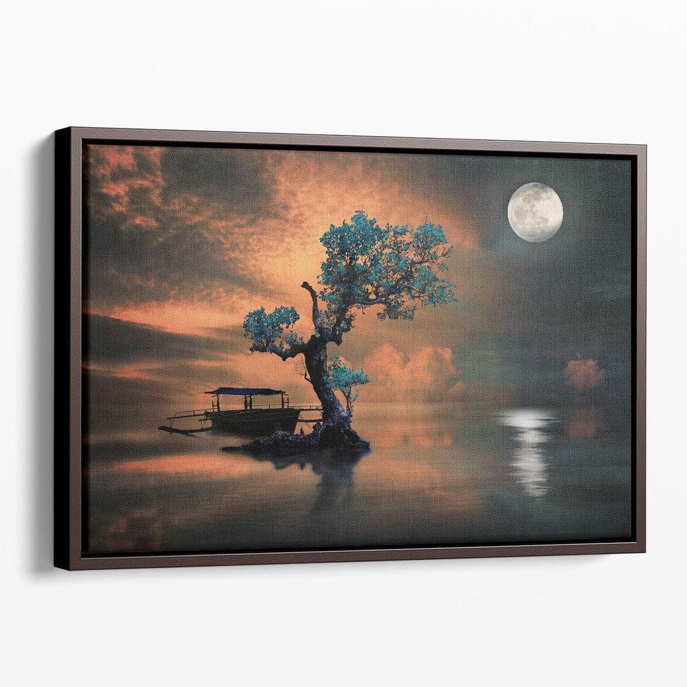 Moonlit Turquoise Boughs - Canvas Print Wall Art