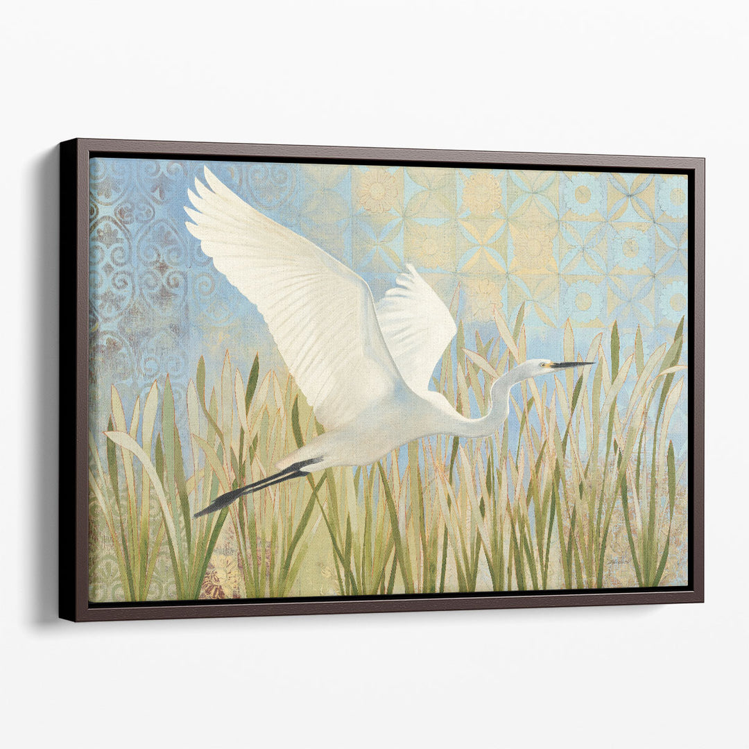 Snowy Egret in Flight - Canvas Print Wall Art