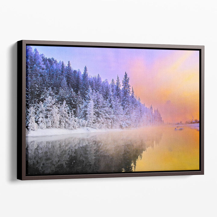 Winter's Dusk Reflections - Canvas Print Wall Art