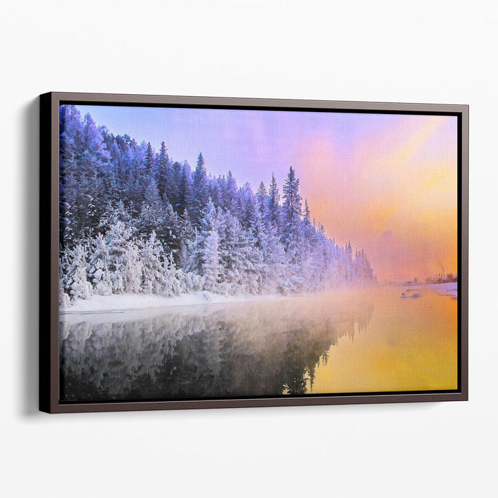 Winter's Dusk Reflections - Canvas Print Wall Art