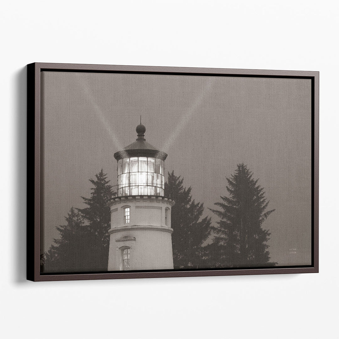 Oregon Coast Lighthouse Black and White - Canvas Print Wall Art