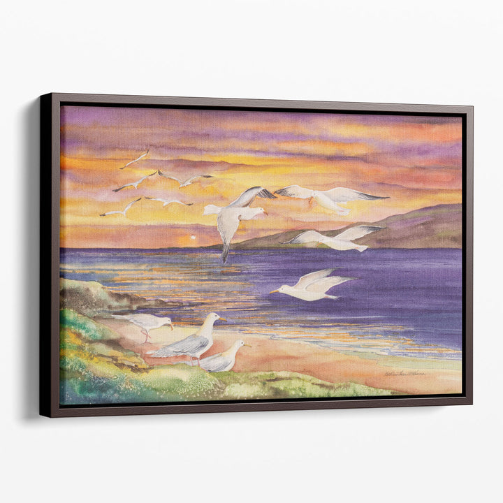 Seagull Sunset - Canvas Print Wall Art