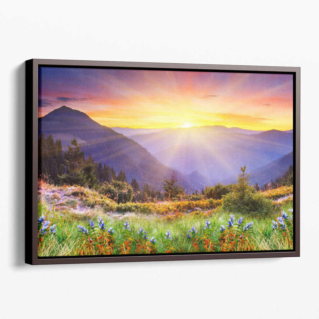 Majestic Sunrise in The Mountains Landscape - Canvas Print Wall Art