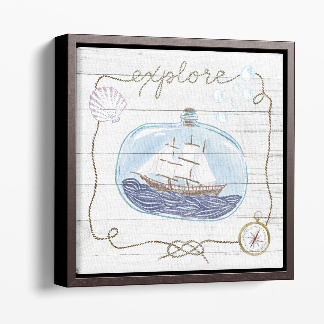 Ship in a Bottle Explore Shiplap - Canvas Print Wall Art