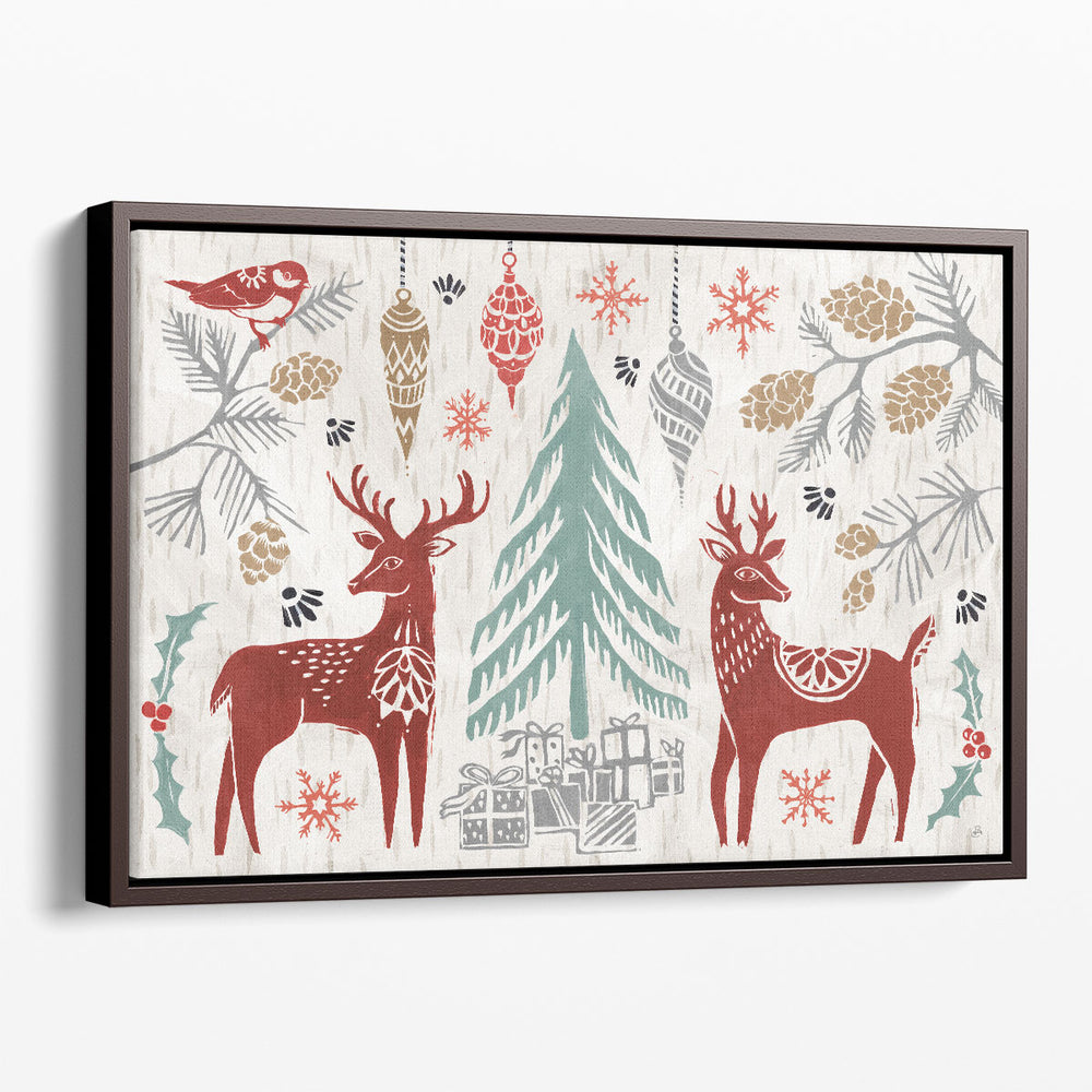 Woodcut Christmas I - Canvas Print Wall Art