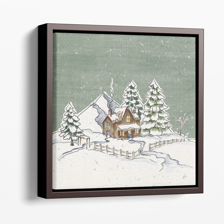 Holiday Toile Cabin - Canvas Print Wall Art