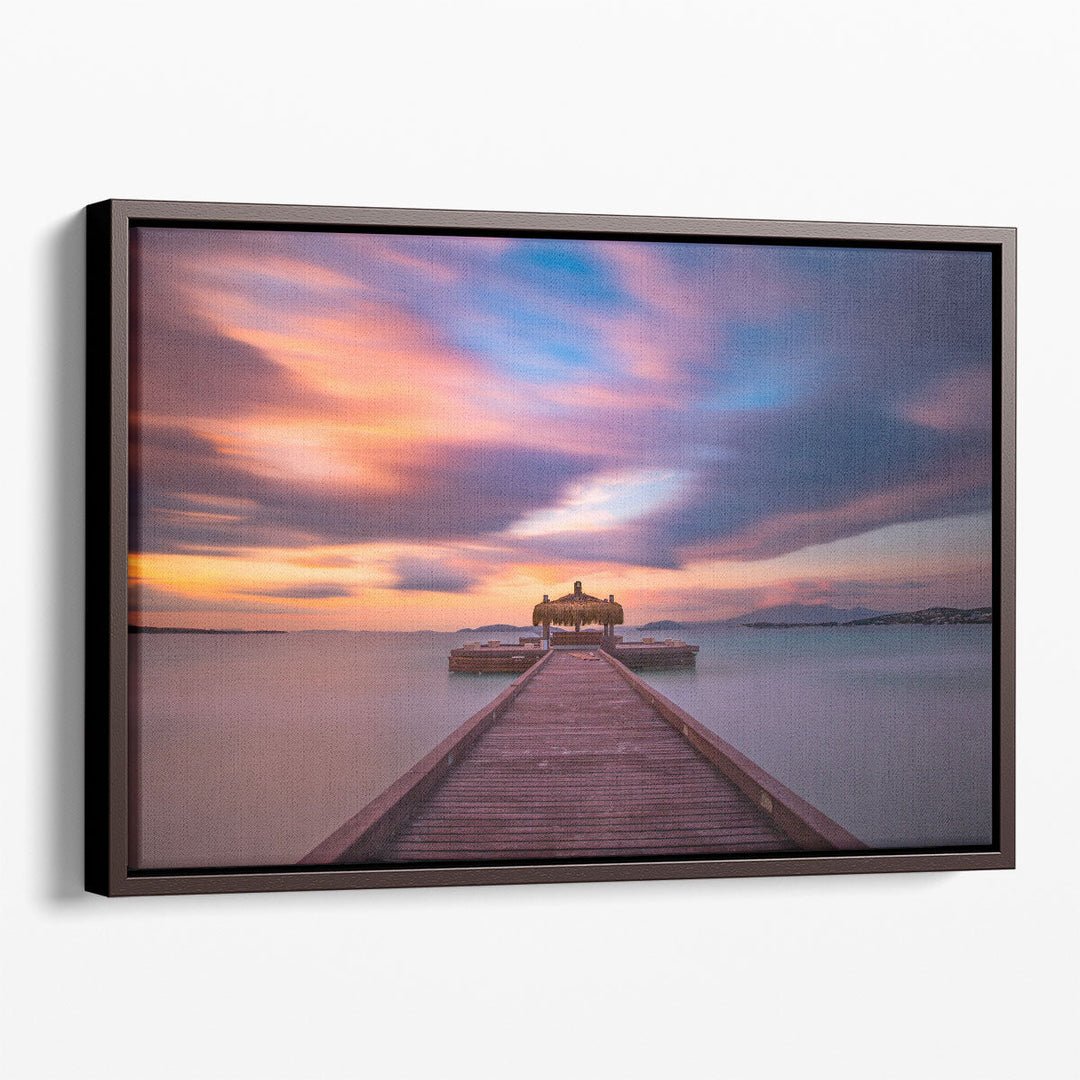 Sunset and a Wooden Pier - Canvas Print Wall Art