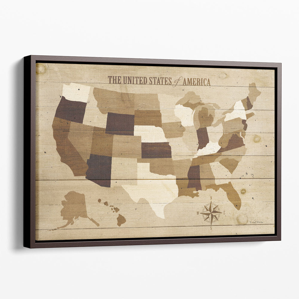 USA Modern Vintage Wood - Canvas Print Wall Art