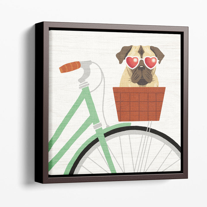 Beach Bums Pug Bicycle I - Canvas Print Wall Art