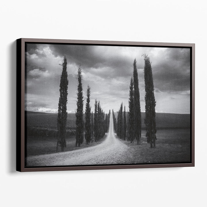 Travelling in Tuscany Black and White - Canvas Print Wall Art