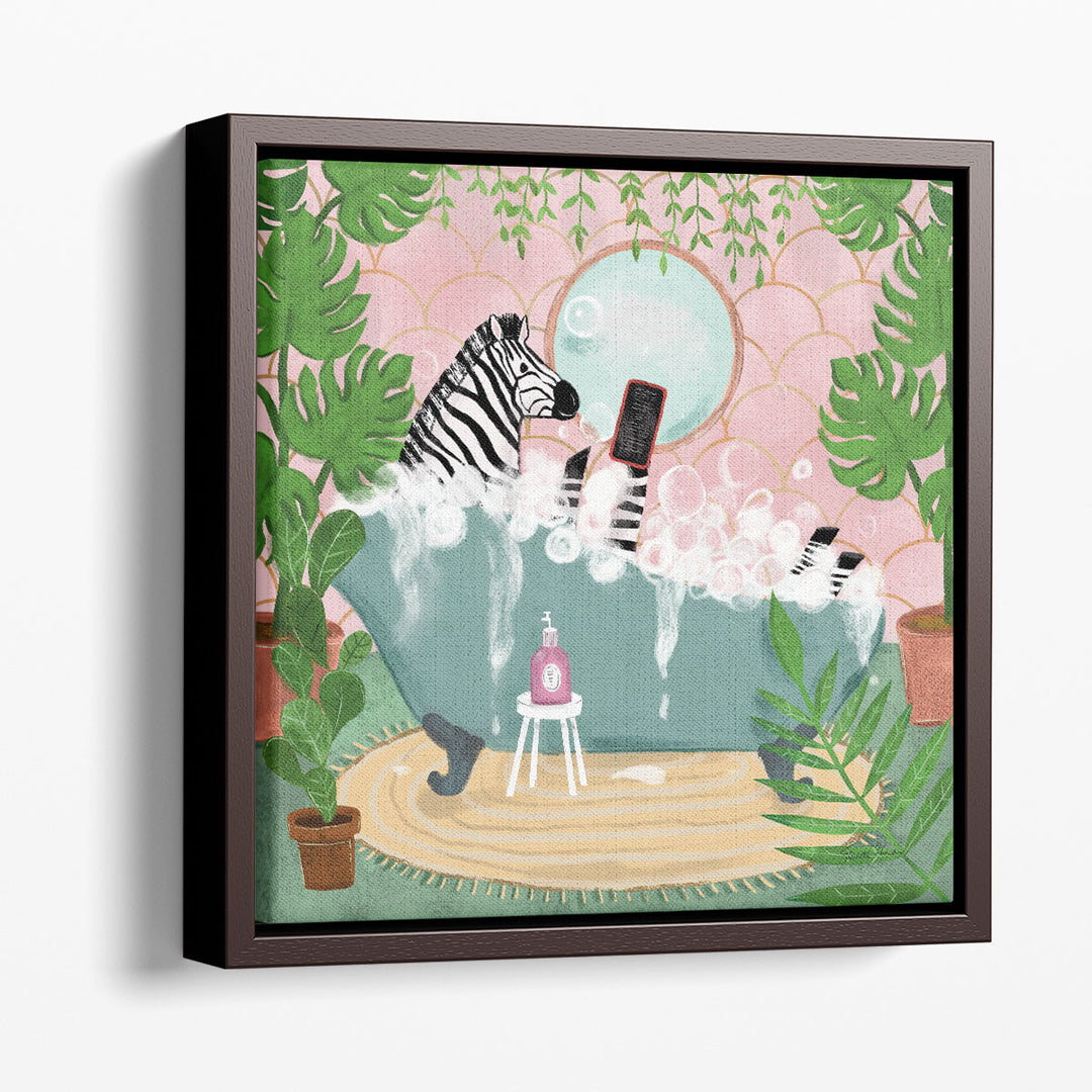 Zebra in Tub - Canvas Print Wall Art