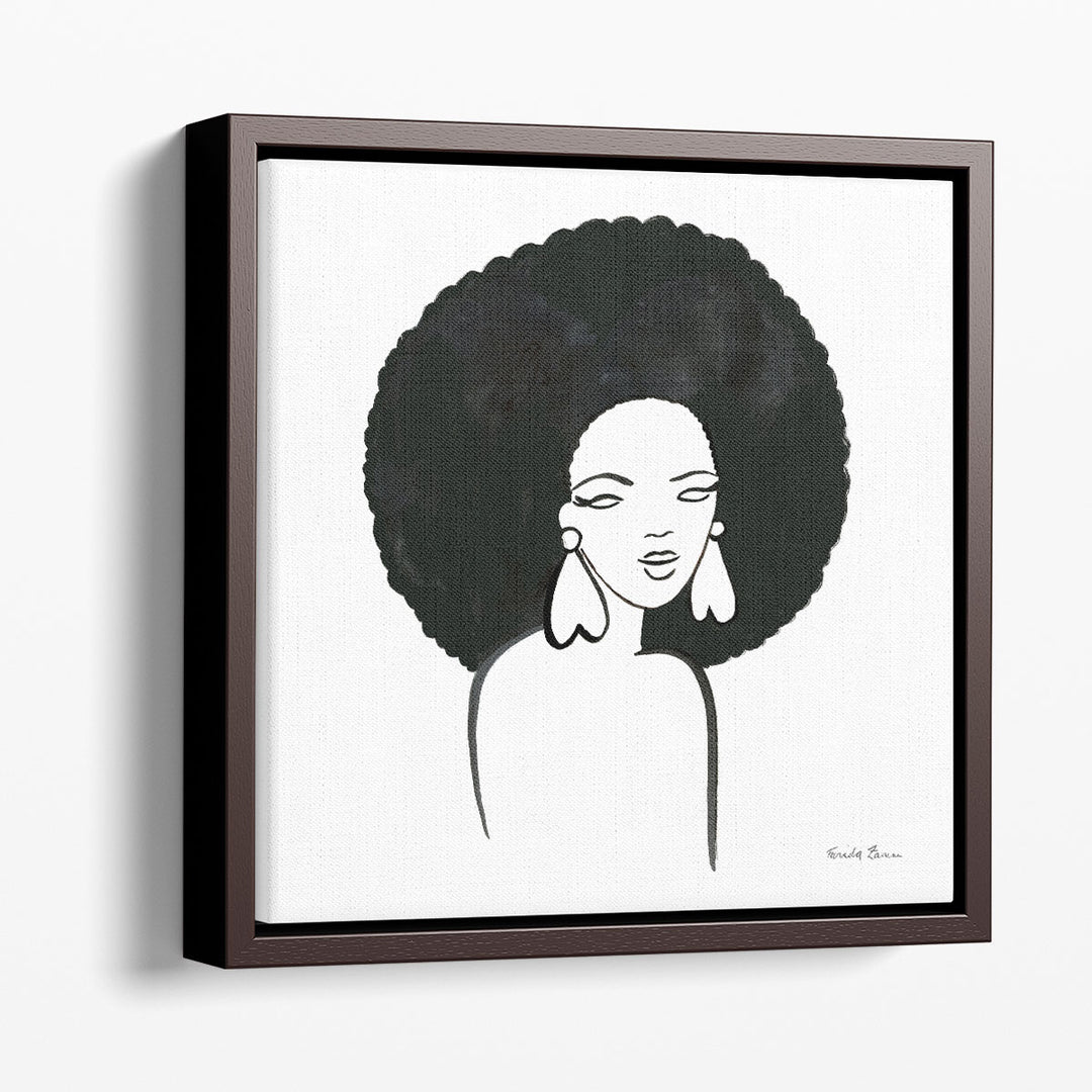 Afro Girl I Black and White - Canvas Print Wall Art