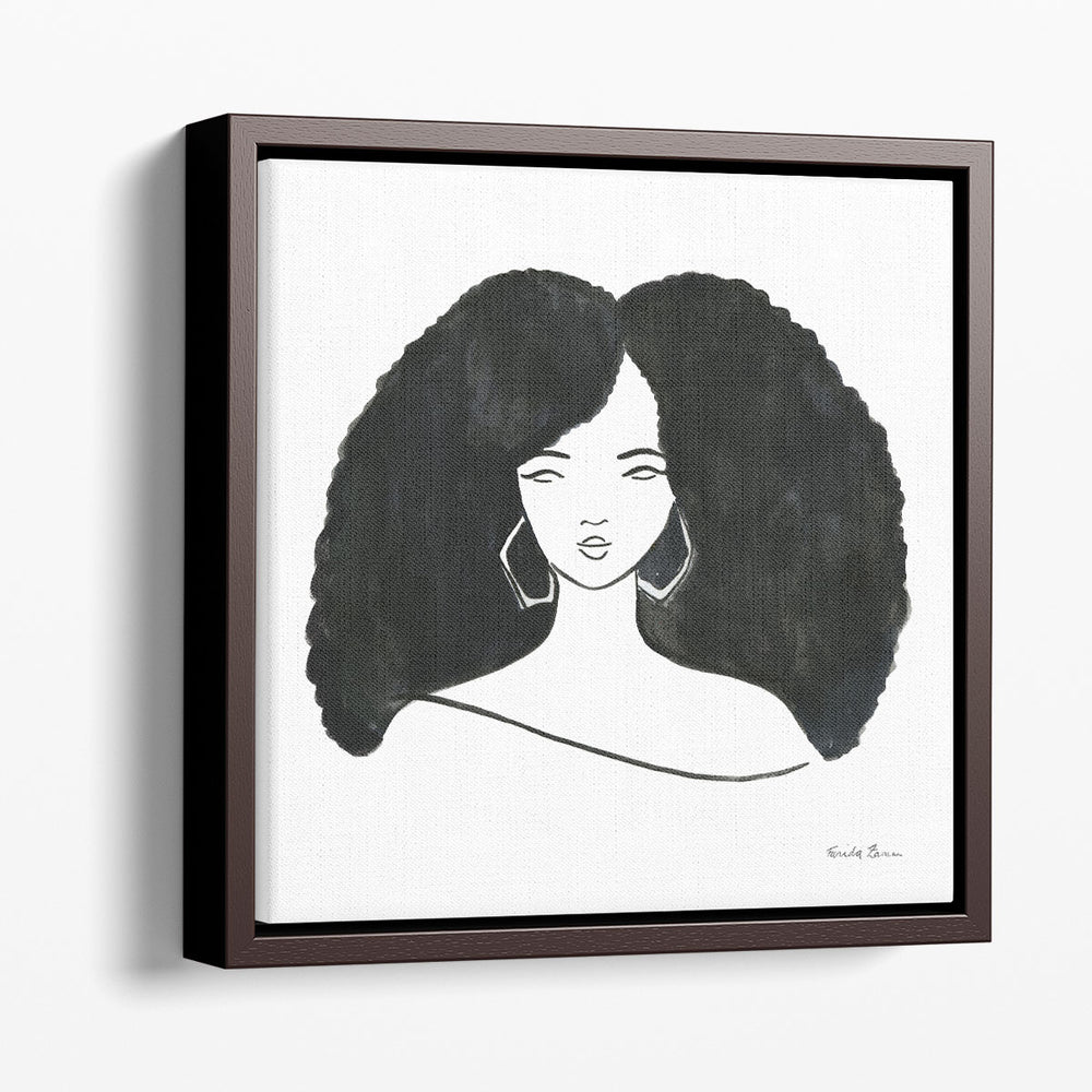 Afro Girl II Black and White - Canvas Print Wall Art