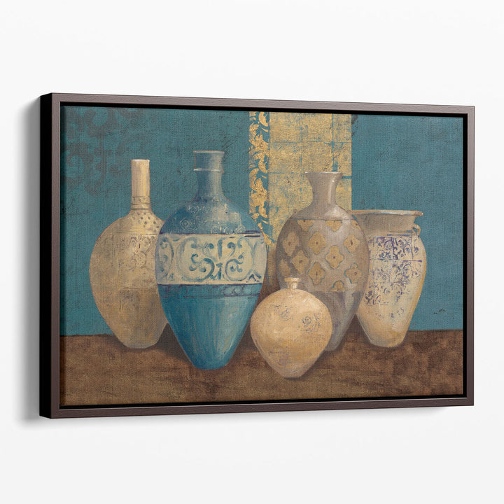 Aegean Vessels on Turquoise - Canvas Print Wall Art