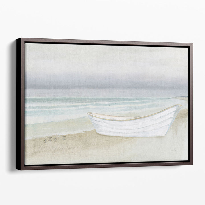 Serene Seaside with Boat - Canvas Print Wall Art