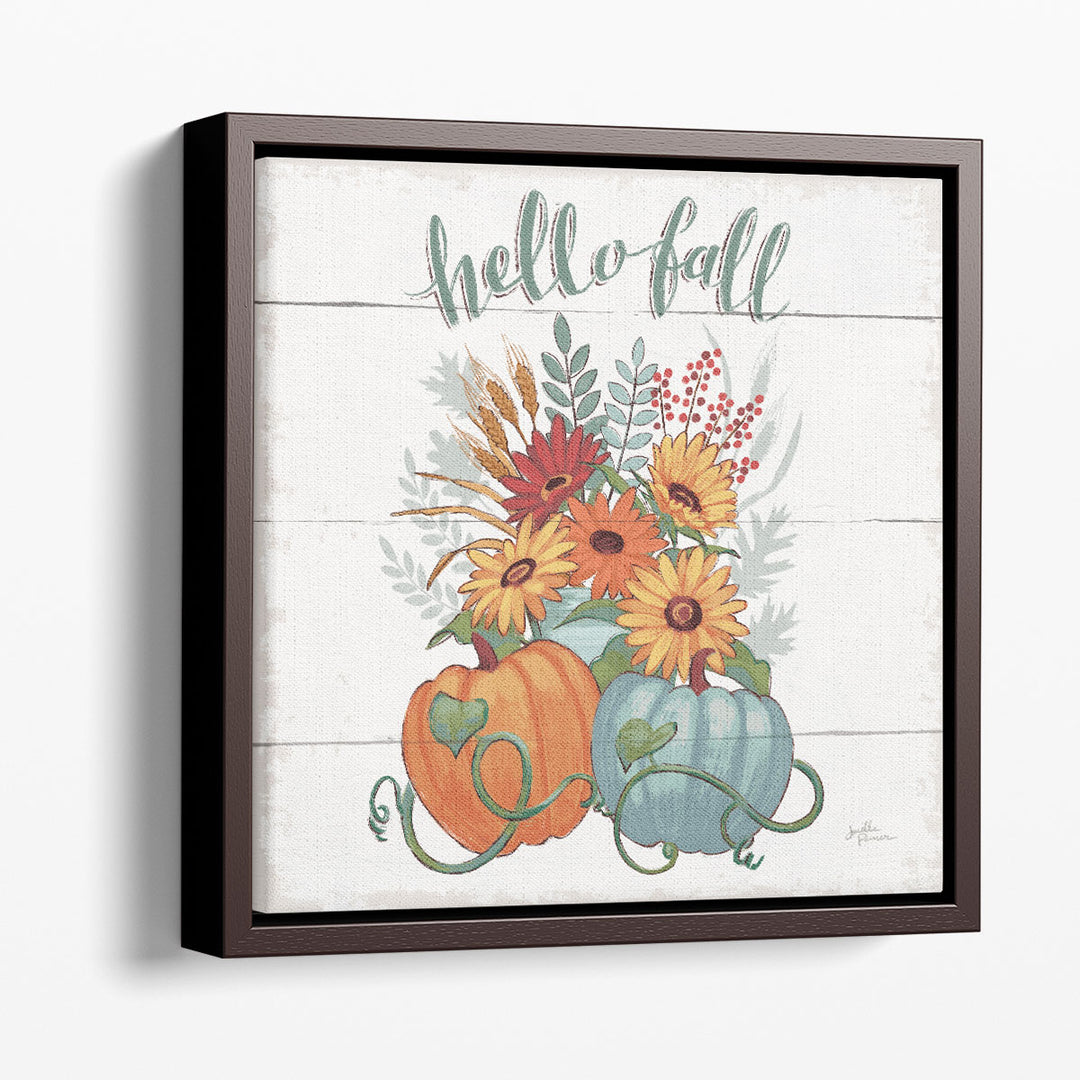 Fall Fun II Gray And Blue - Canvas Print Wall Art 