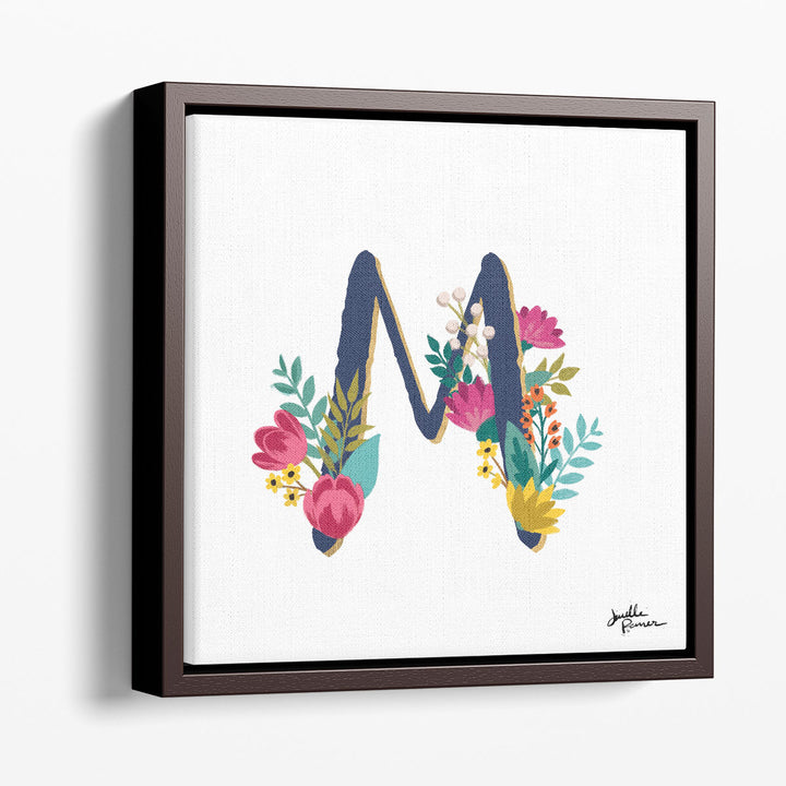 Romantic Luxe Monogram M Navy - Canvas Print Wall Art