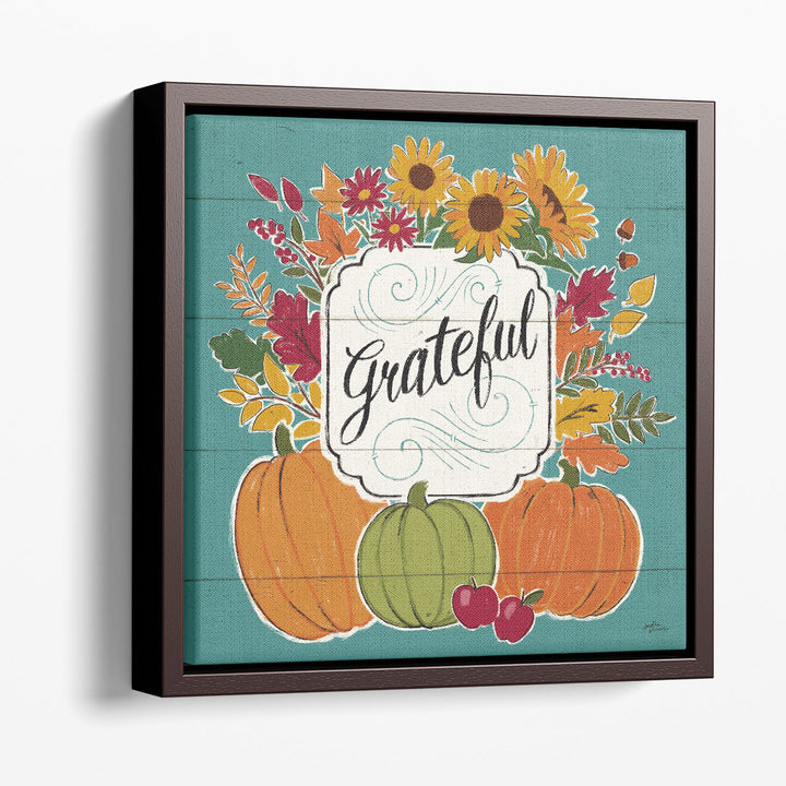 Thankful II Turquoise - Canvas Print Wall Art 