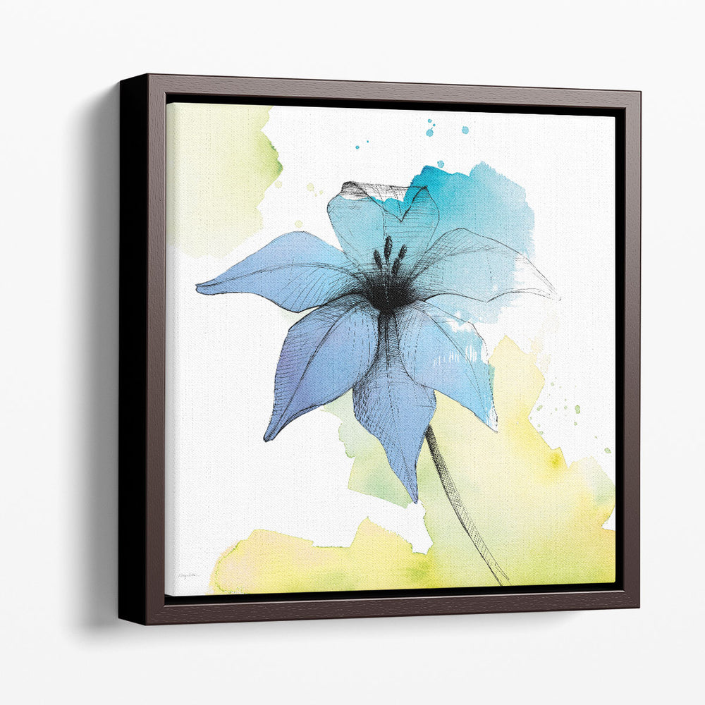 Watercolor Graphite Flower V - Canvas Print Wall Art