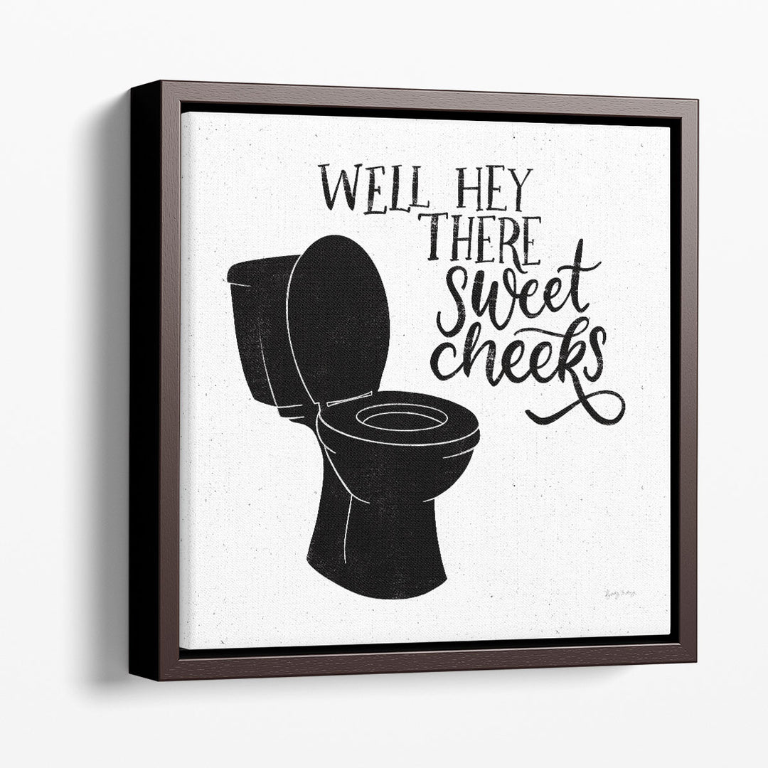 Bathroom Puns III Black and White - Canvas Print Wall Art