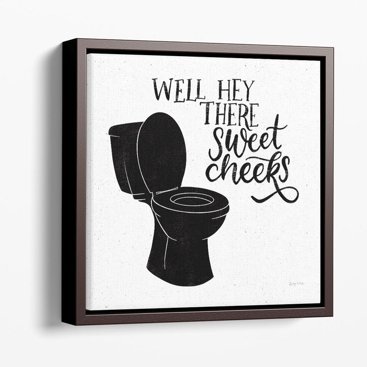 Bathroom Puns III Black and White - Canvas Print Wall Art